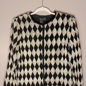 Laurence Kazar Black and White Diamond Blazer